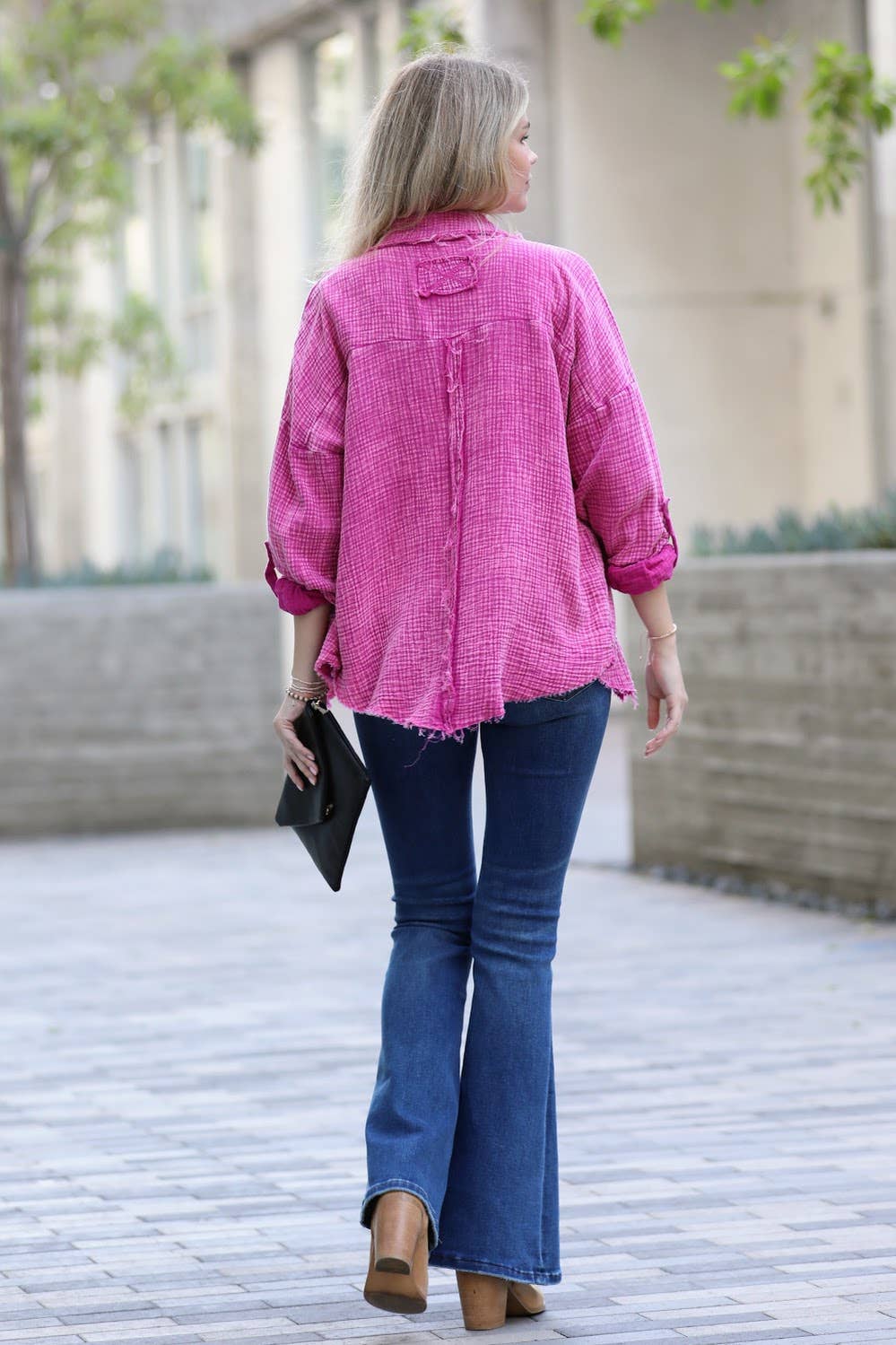 42POPS - Wholesale Button Down Shirt - Women's - `.Washed Double Gauze Button Down Shirt7