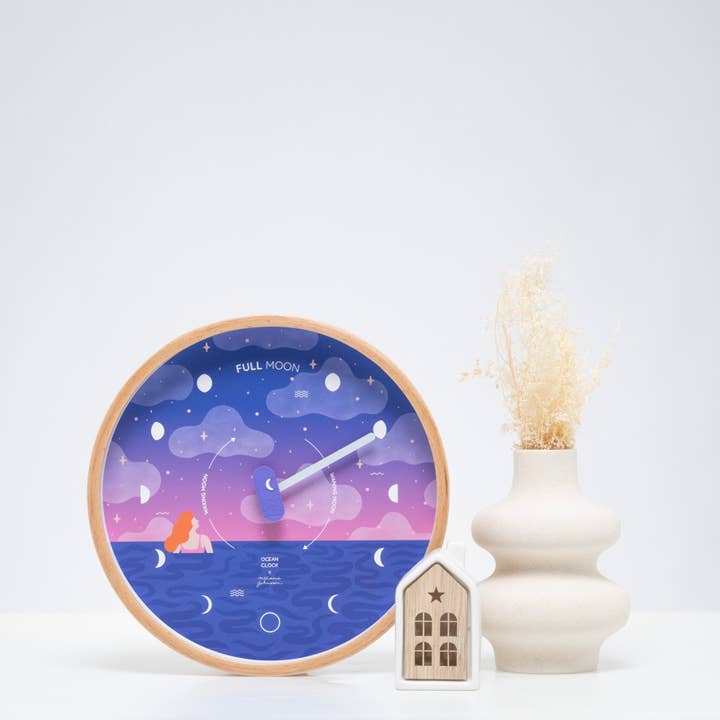 Ocean Clock - Vente Horloges murales - Horloge Lune Cosmic Girl | Phase lunaire x Mélanie Johnsson1