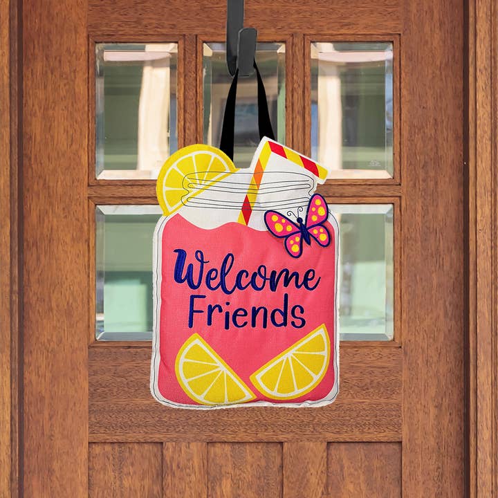 Briarwood Lane - Wholesale Door Hanger - Lemonade Friends Everyday Burlap Door Hanger 18" x 12"1
