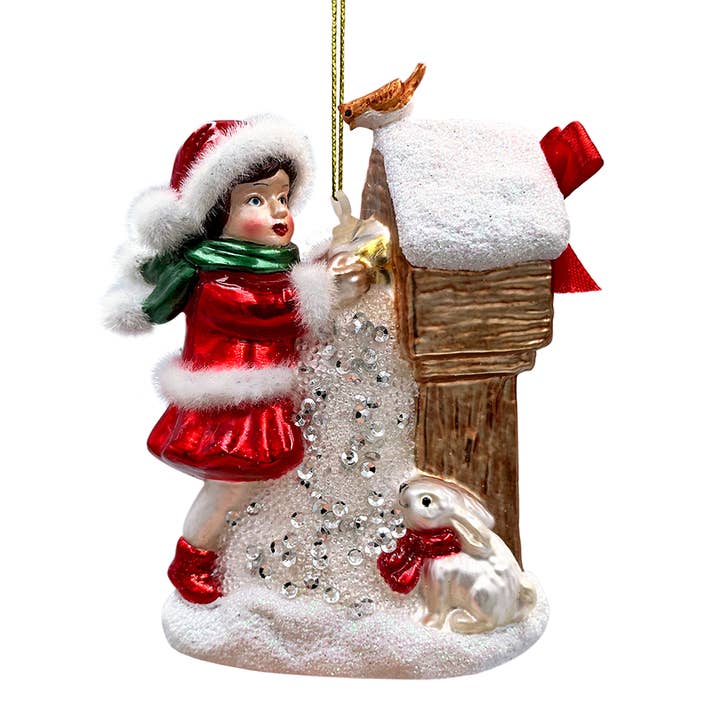 Quaint Little Winter Girl Feeding the Birds Glass Christmas Ornament, Cardinal Birdhouse Tree Decor and other Purchase wholesale old style sweets. Free returns & net 60 terms on Faire trending on Faire.