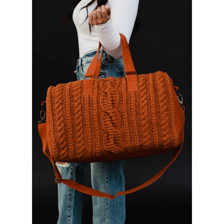Panache Apparel Co. - Wholesale Purse/Bag Accessory - Women's - Rust Cable Knit Duffel