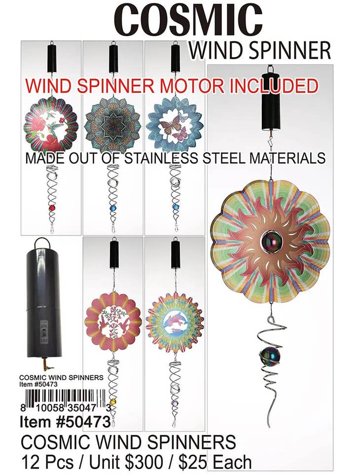 Cosmic Wind Spinners 12 Pcs . for wholesale by Puka Creations