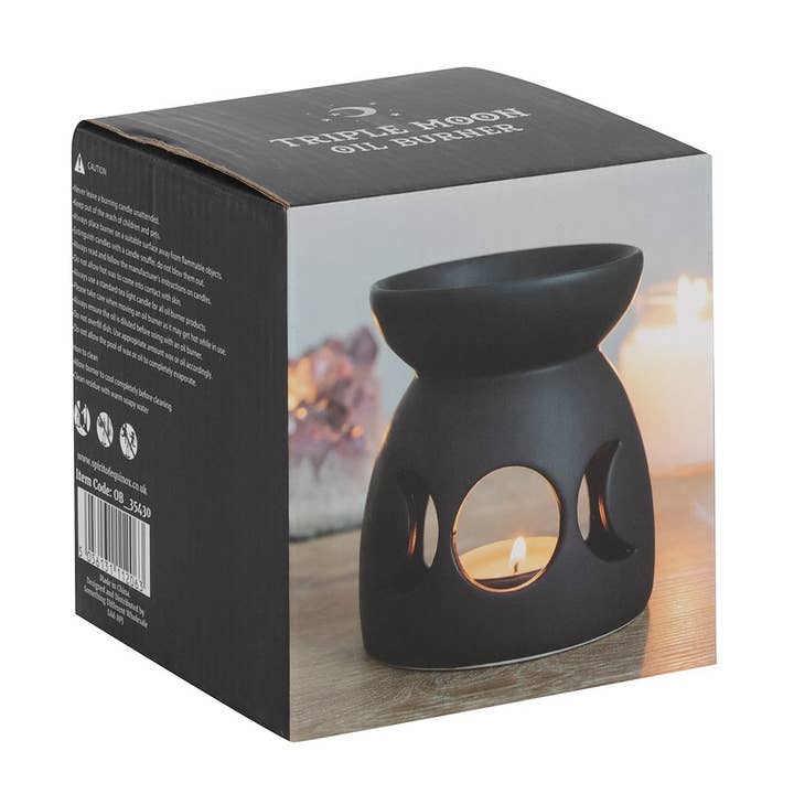 Something Different Wholesale - Wholesale Wax Warmer - Black Triple Moon Cut Out Oil Burner and Wax Warmer