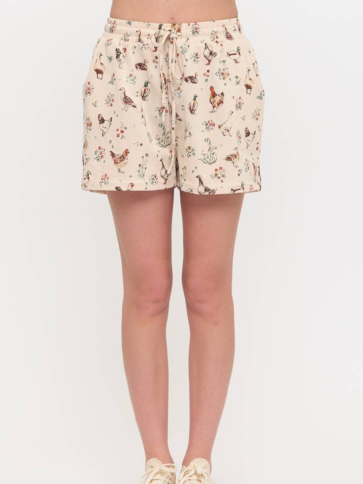 EENDEN EN KIP BLOEMENPRINT SHORTS voor wholesale door SM WARDROBE