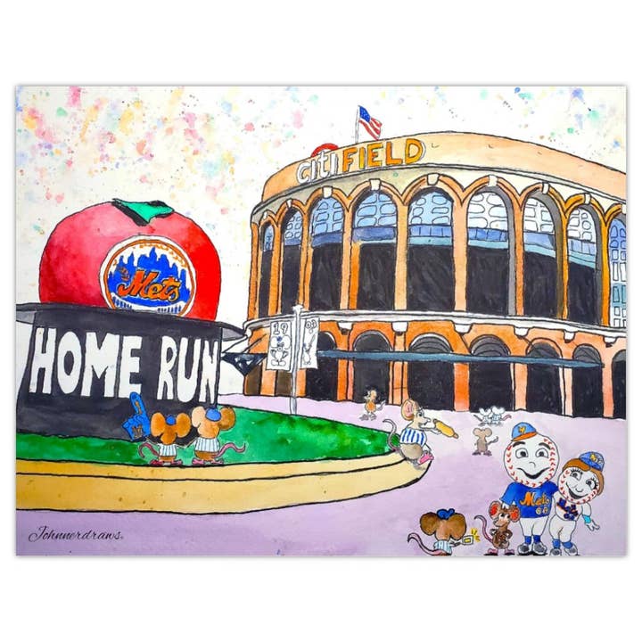 Mets Magnet-Tag mig med til boldspillet! Håndillustreret for engroshandel hos Johnnerdraws