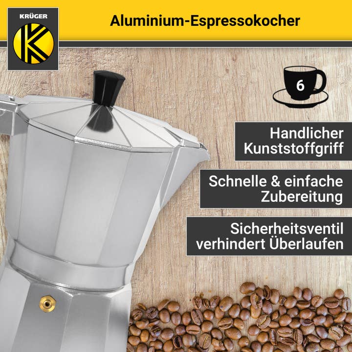 Karl Krüger - Wholesale Espresso Maker - Karl Krüger aluminum espresso maker silver, 6 cups1