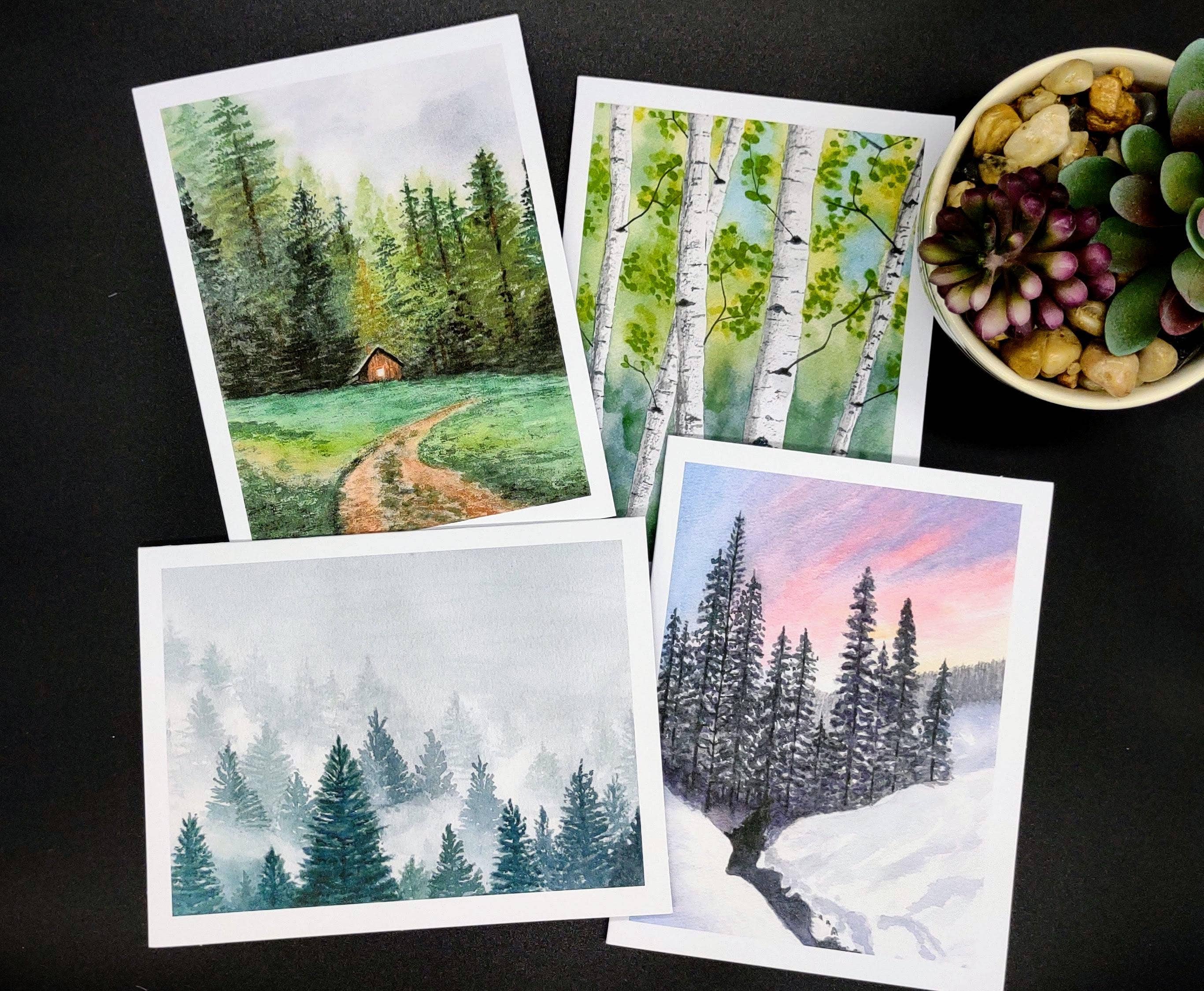 Kathryn Paul Fine Art - Wholesale Stationery/Notecard Set - Watercolor Trees Notecards: Blank Cards Set, Nature Art