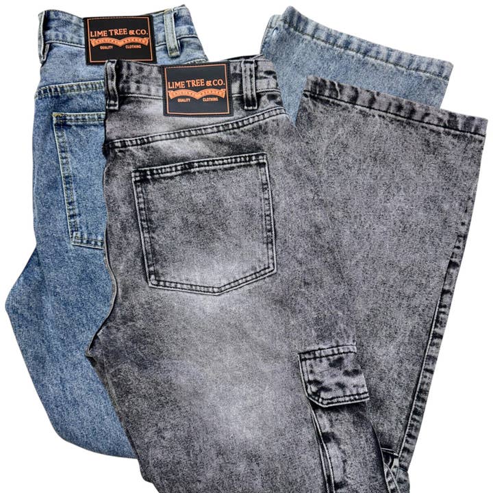 Lime Tree Denim Cargo Jeans–Durable & Stylish, Open Sizes and other Purchase Wholesale authentic sneakers. Free Returns & Net 60 Terms on Faire trending on Faire.