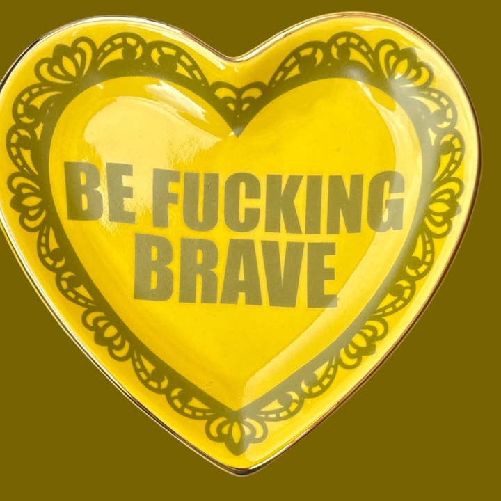 Be Fucking Brave Lace Heart Ceramic Trinket Dish for wholesale by Seren James