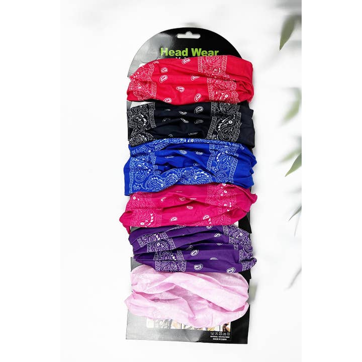 MULTI FUNCTIONAL PAISLEY PRINTED HEAD WEAR for wholesale by JHP Collection