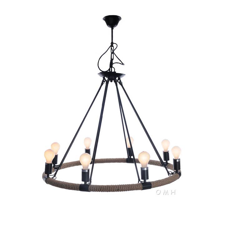 Seil-Hängeleuchte mit 8 Glühbirnen für den Großhandel von Old Modern Handicrafts, Inc.