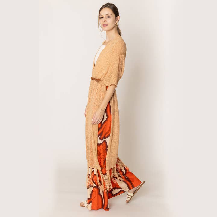 Fashion City - Venta al por mayor Kimono - Mujer - Cárdigan largo de punto con flecos y forro tipo kimono35