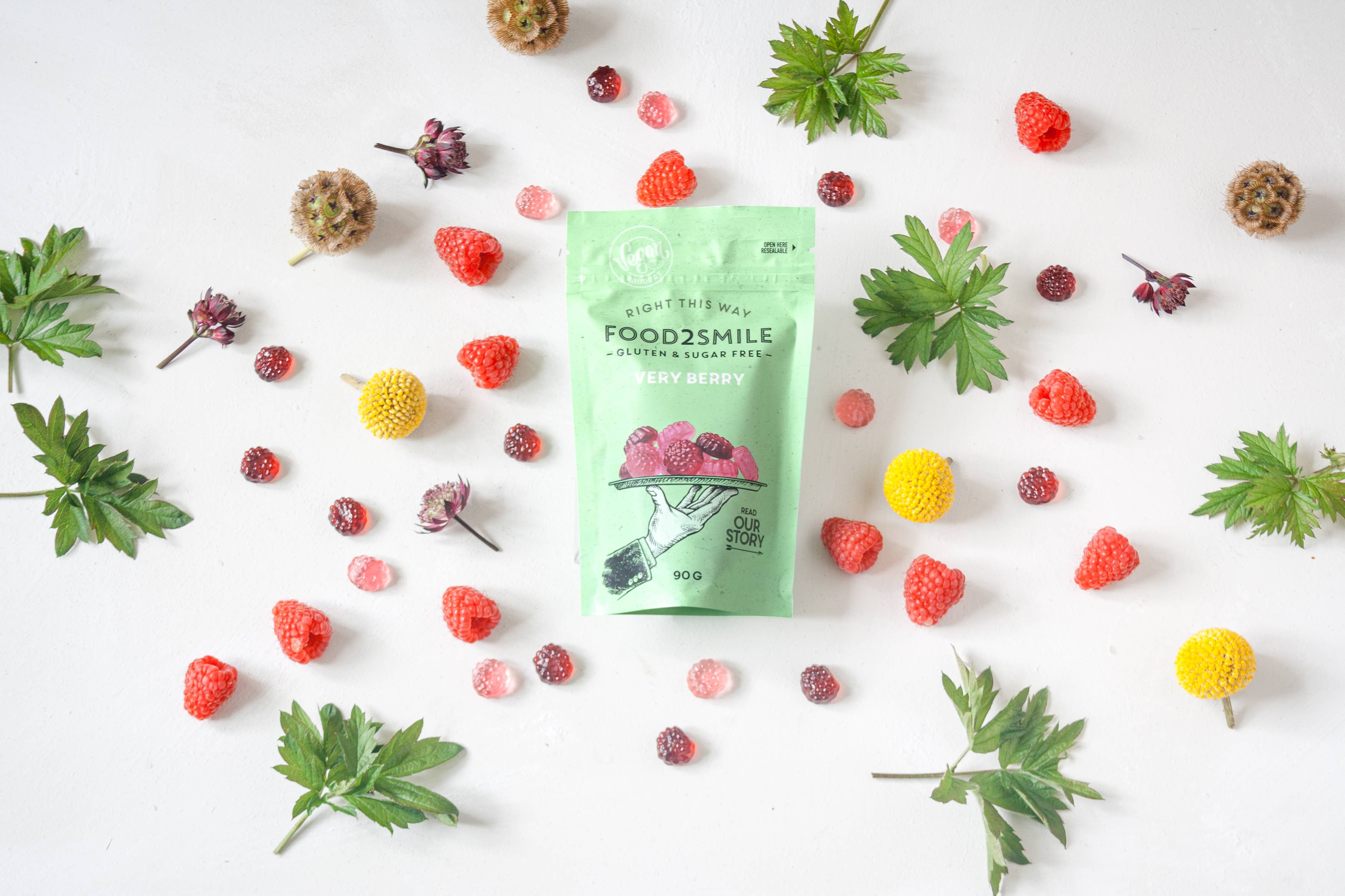 Food2Smile – wholesale Gelégodis – Sockerfria godisar med bärsmak | Very Berry 8x90 gram1