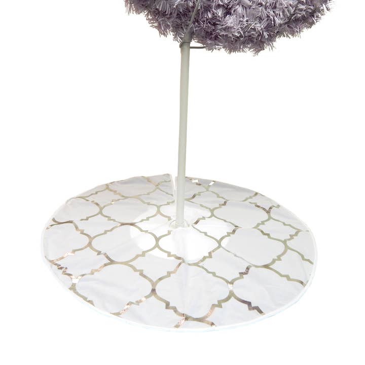 Jupe de sapin - Blanc & Feuille d'argent pour la vente par Peacock Supplies