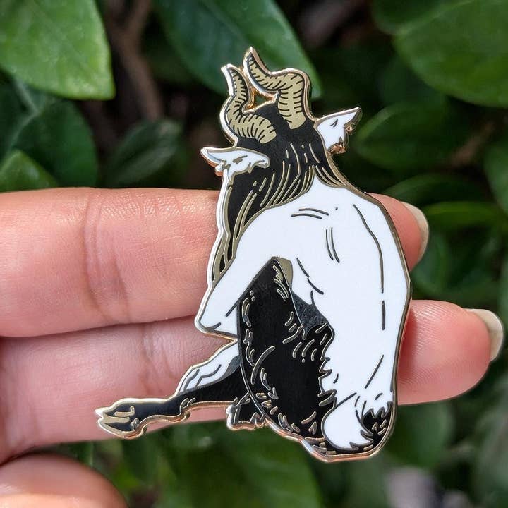 The Sitting Faun Hard Enamel Collectors Fantasy Pin for wholesale by WitchesandPins
