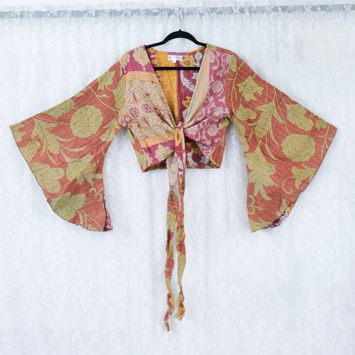 Karma Nepal Crafts – Blusa - Mulher por atacado – Top Envolvente Boho Kantha6