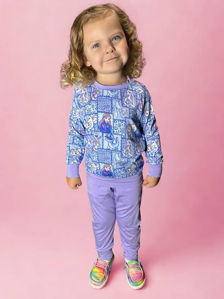 Palacio de Hielo Tiempo de Juego Pantalones de Bambú Morados para venta al por mayor de Brinley Jo’s Bamboo