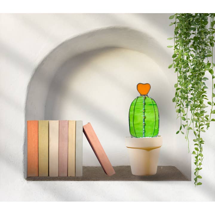 Samara Designs Studio - Wholesale Decorative Tabletop Object - Baby Barrel Glass Cactus