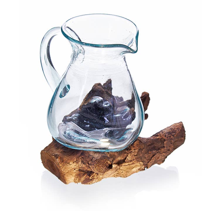 AWGifts Europe - Wholesale Decorative Plate/Dish/Bowl - MGW-08 - Molten Glass on Wood - Water Jug