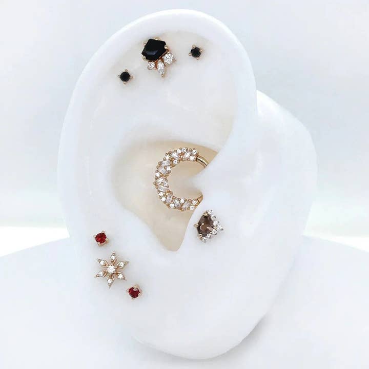 Darque - Black Agate - Threadless End for wholesale by Piercing-zone