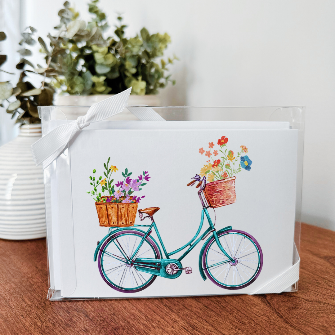 So Thoughtful Gifts - Wholesale Stationery/Notecard Set - Bikes Notecard Set of 10 - Blank Inside1