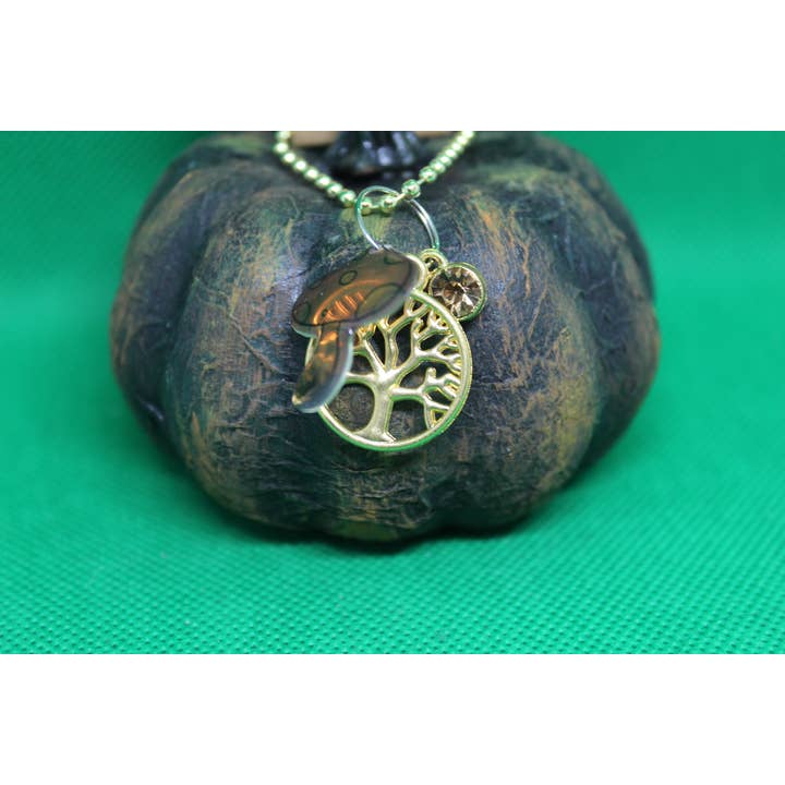 Witchcrafted in MI – wholesale Nyckelringar - Dam – Guld träd svamp nyckelring Charm dragkedja dra kristall häxa1