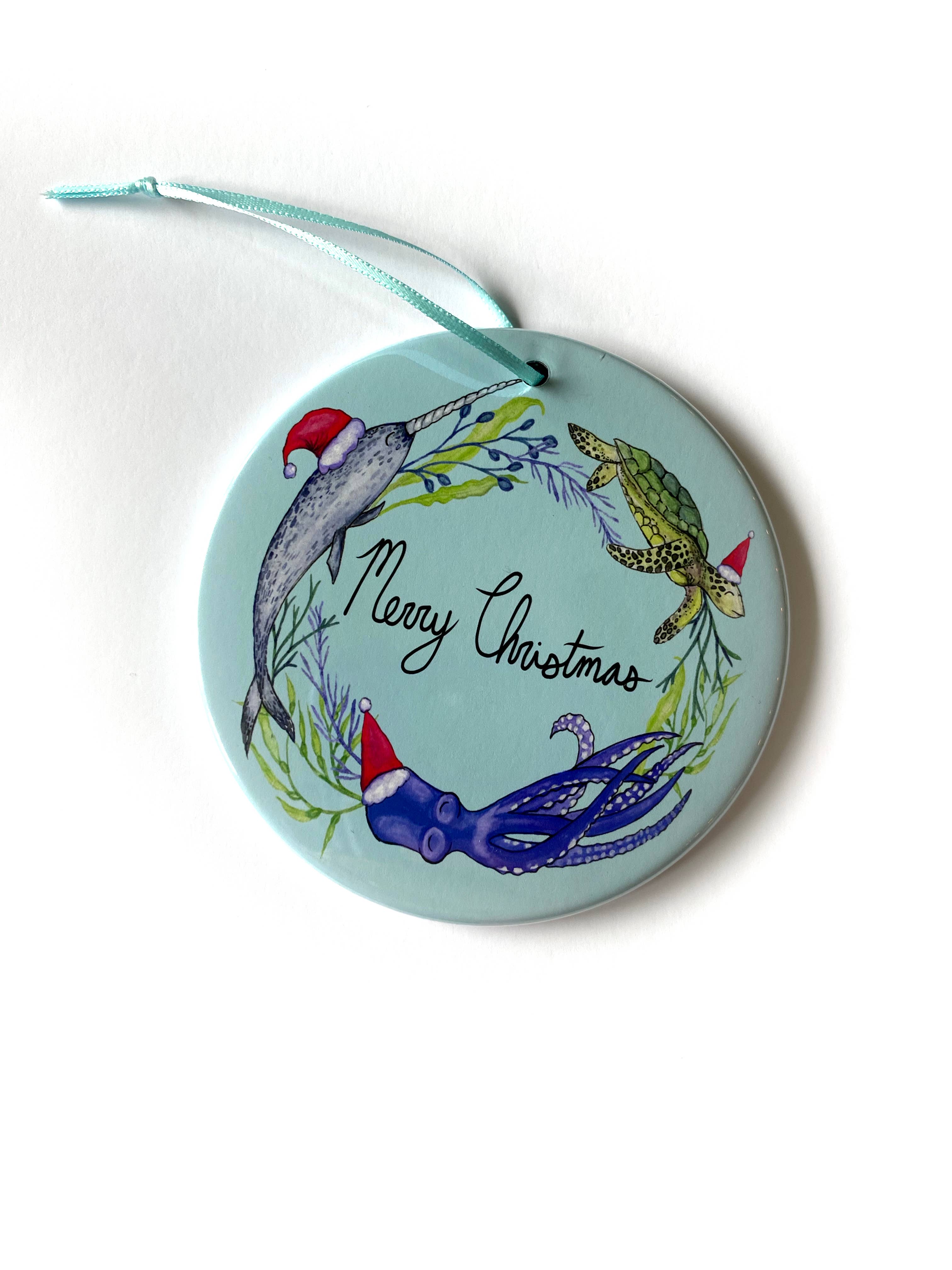 Fox & Crow Paper co. - Wholesale Ornament - Merry Christmas Ornament / Ocean Ornament / Narwhal ornament2