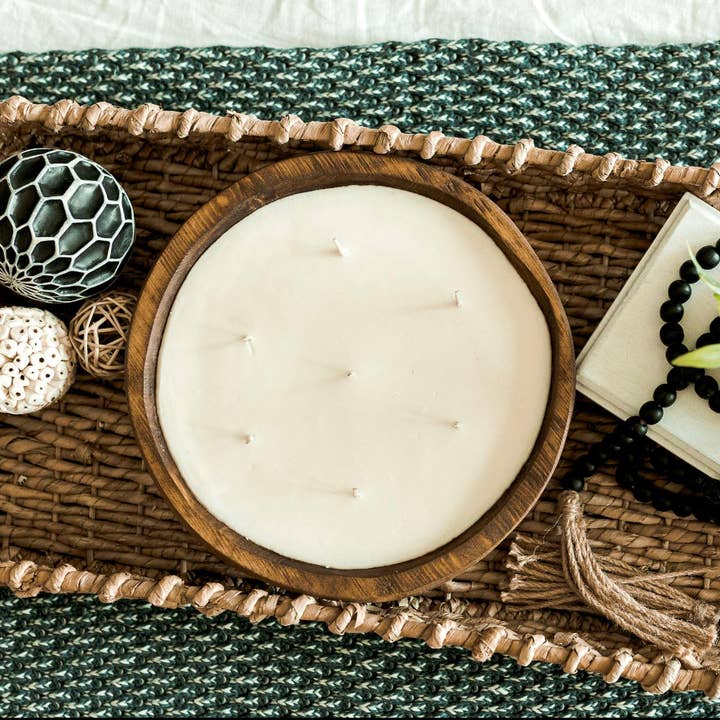 Wood Bowl Candle Supply - Wholesale Candle holder - Large Round Rustic Farmhouse Candle Ready Safe Dough Bowl5