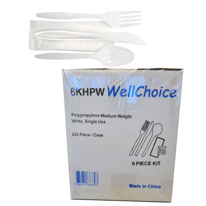 Ensemble de couverts jetables, 6 pièces/ensemble (caisse de 250 pièces) en vrac pour la vente par Label & Decore