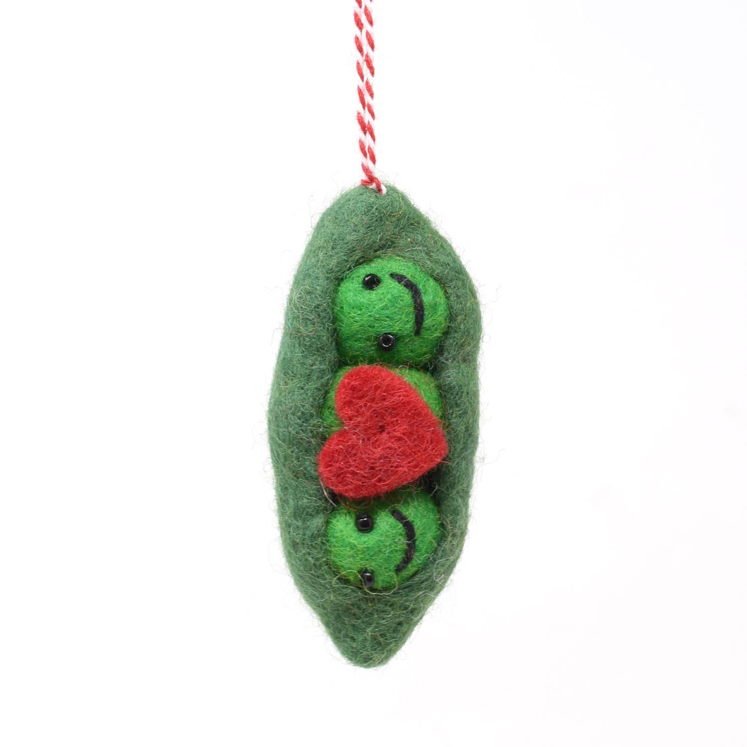 Black Yak Ltd - Wholesale Ornament - Felt 2 Peas In A Pod Christmas Ornament - 100% Wool0
