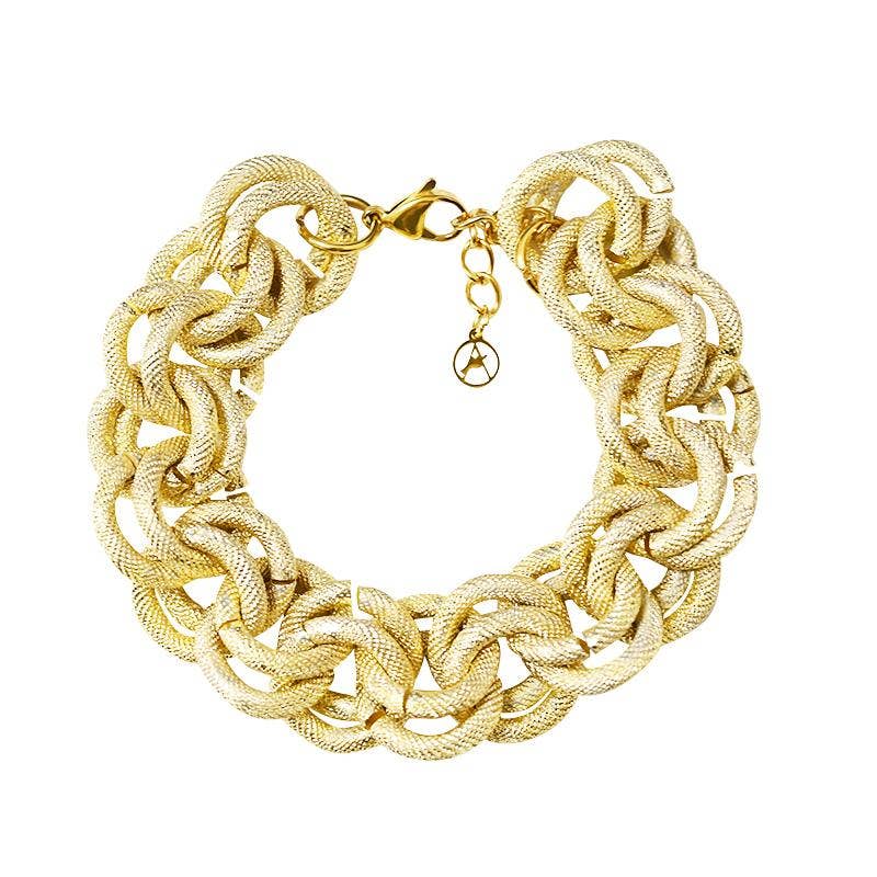 AMORINO SRL - Venta al por mayor Pulseras de cadenas y eslabones - PULSERA CADENA GRUESA DE ESLABÓN DOBLE CÍRCULO -FJ24432B5121