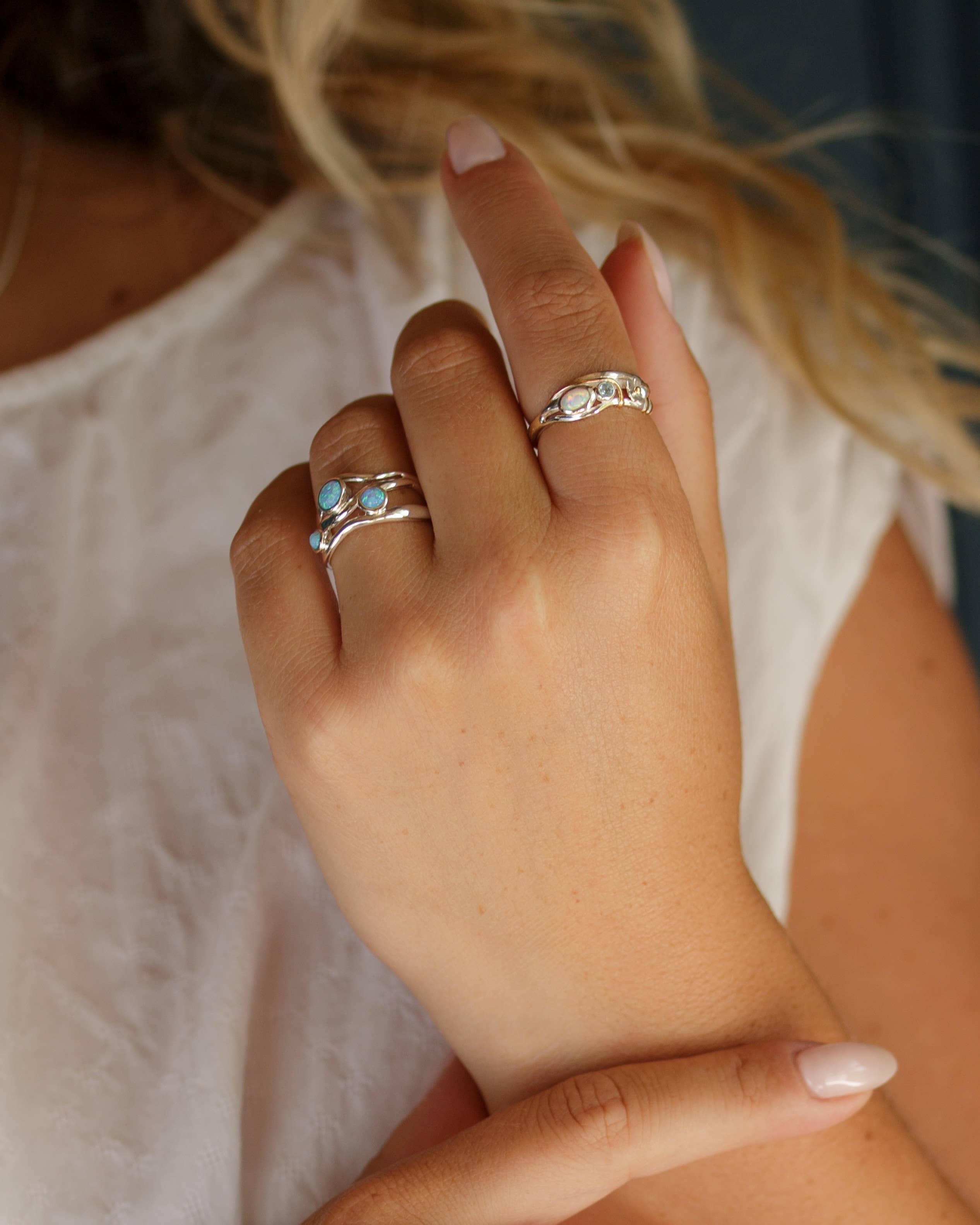 Banyan Jewellery - Wholesale Multi-Stone Ring - Handmade Three Opalite Sterling Silver Ring7