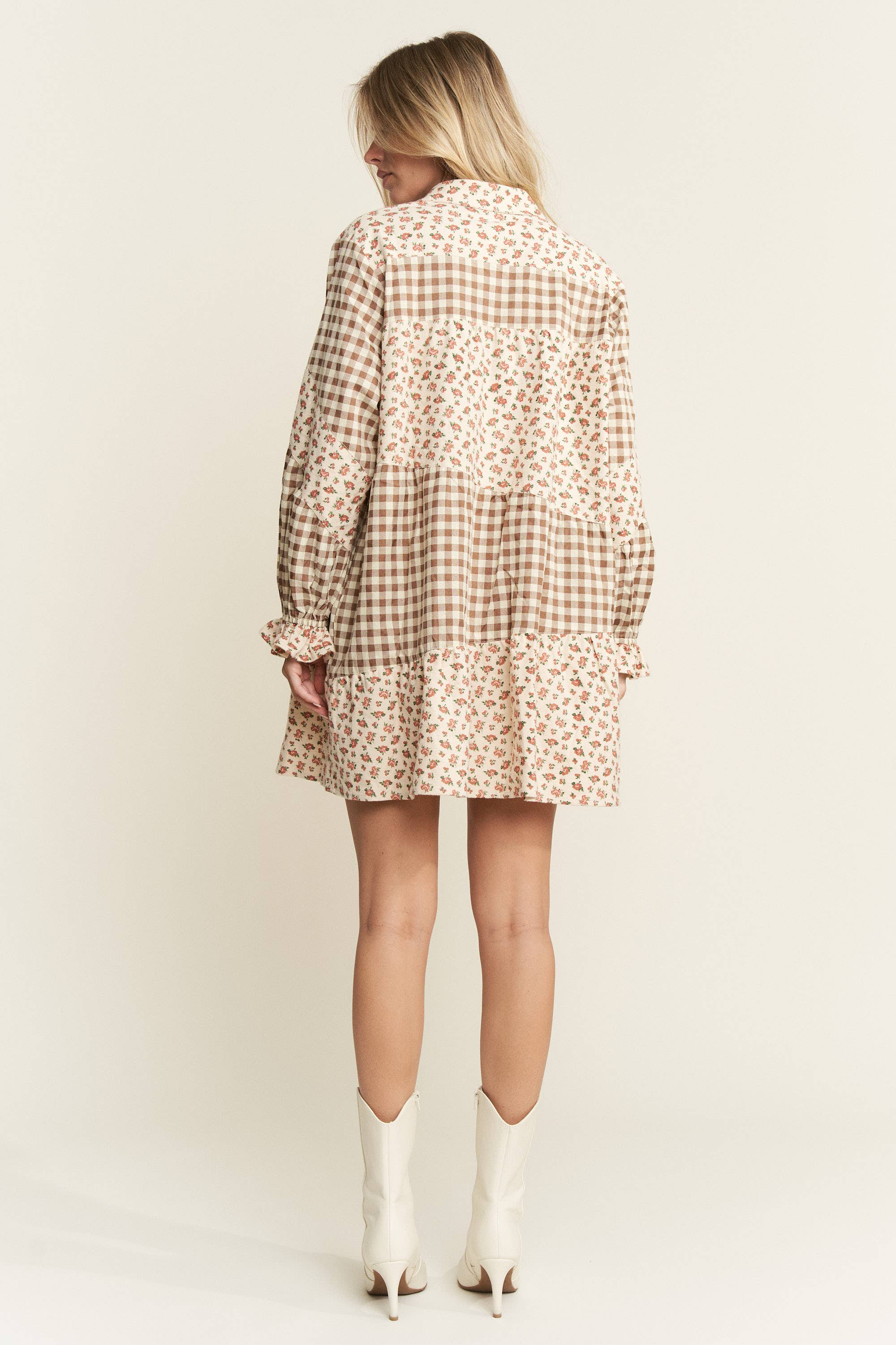 JADE BY JANE PLUS - Wholesale Dress - Women's - PLUS SIZE ASYMMETRICAL BUTTON DOWN FLORAL TIER DRESS PLUS2