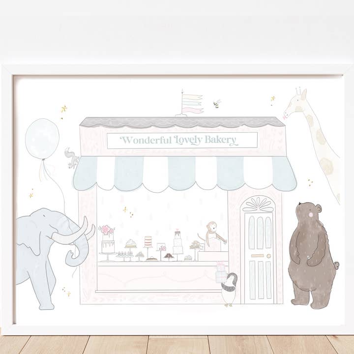 Drömmande pastell bageri safari fantasi spela guldfolie tryck för wholesale av Nora Wright