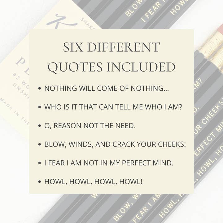 Lit & Whimsy - Vente Crayons - Crayons à citations King Lear de Shakespeare1