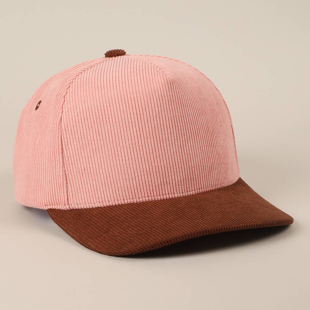 Fashion City - Wholesale Baseball Cap - Unisex - Plain Two Tone Corduroy 5 Panel Trucker Hat21