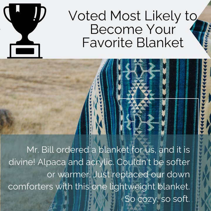 Turquoise and Cream Native Pattern Queen Blanket Blues for wholesale by Los Andes Shop