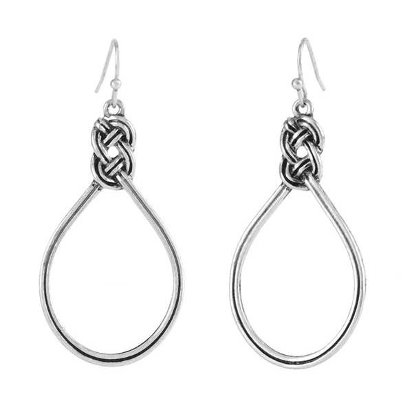 Antique Silver Knotted Tear Drop Earrings for wholesale by Whispers