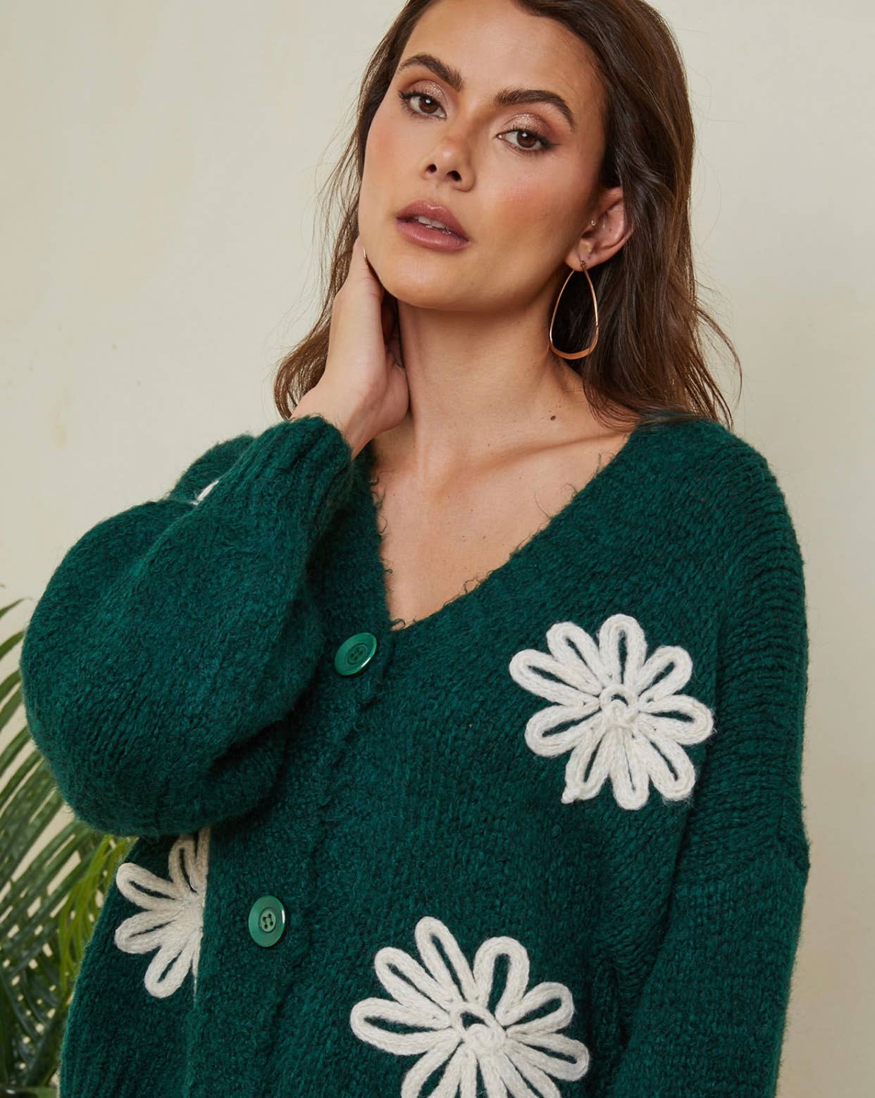 LÉA & LUC - Vente Cardigan – femme - Gilet cardigan col en V et motif fleur REF. 3077912