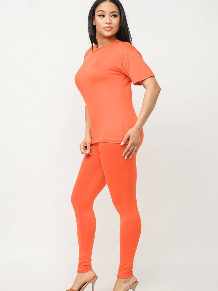 Julia by LoveJ - Wholesale Top & Pant Set (NOT Loungewear) - Women's - Plus Size Brushed Dty Round Neck Top Leggings Set11