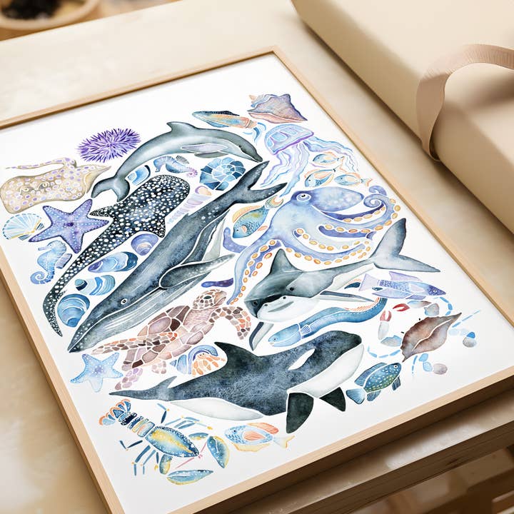 Ocean Creatures – Marine Giclée Art Print for wholesale by Petal & Lark Watercolor Co.