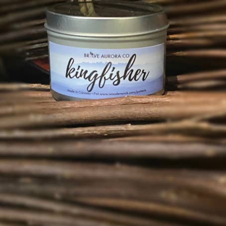 Kingfisher 4oz Tin for wholesale by Brave Aurora Co.