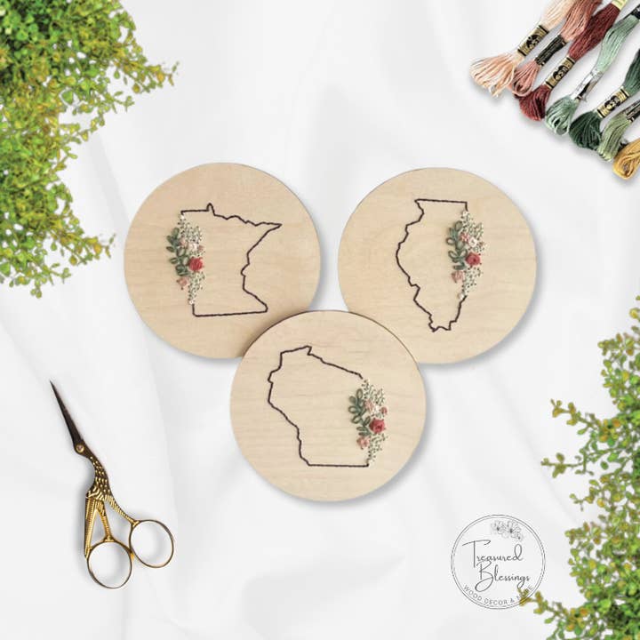 Kit de broderie en bois - States Floral pour la vente par Treasured Blessings, LLC