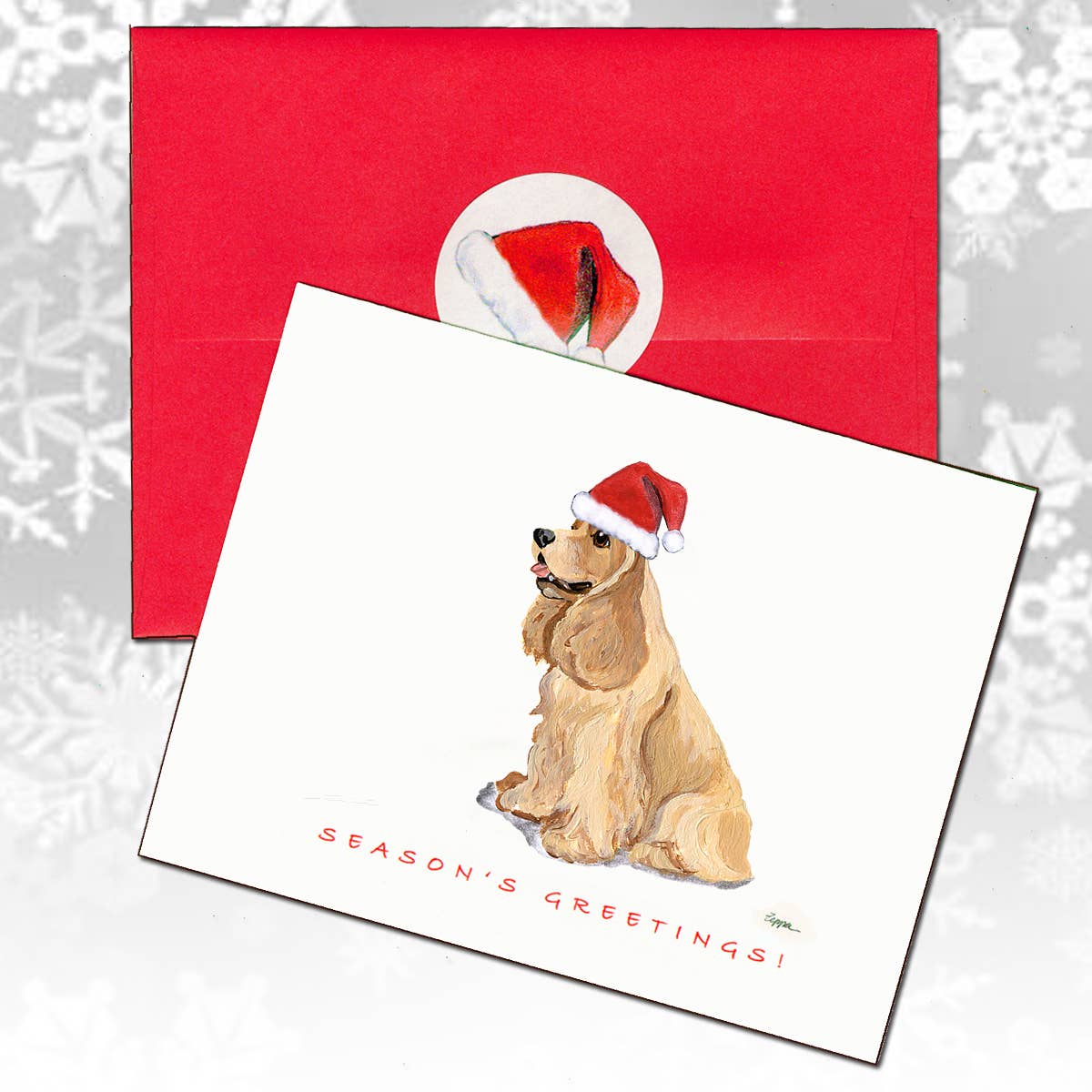 Zeppa Studios - Wholesale Christmas Card - American Cocker Spaniel Blonde Christmas Cards0