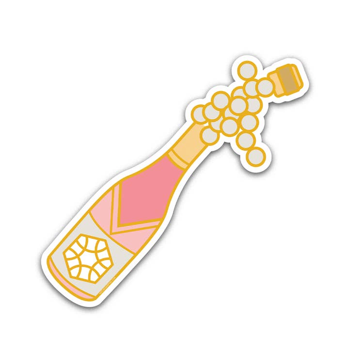 Champagne Sticker for wholesale by Patches and Pins