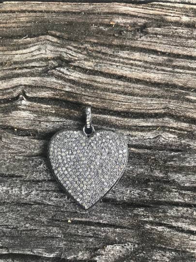 Pave Diamond Solid Heart Pendant for wholesale by ILISSA MICHELE JEWELRY