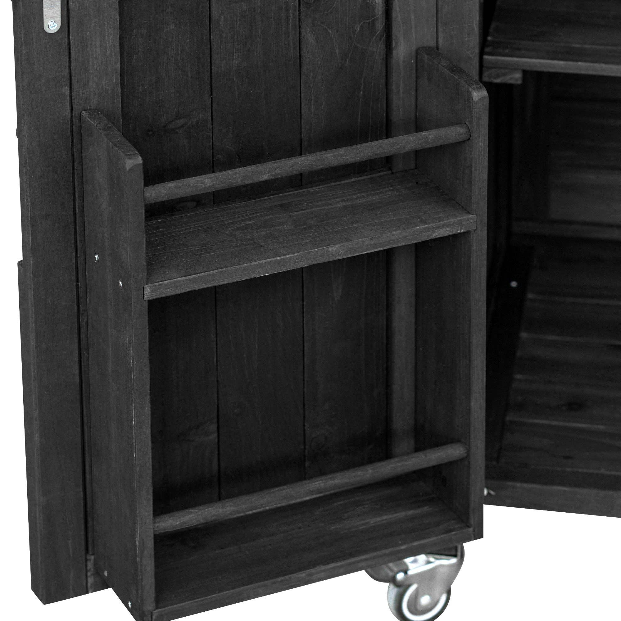 39F Inc. - Wholesale Outdoor Grill Tools - Farmhouse Solid Wood Outdoor Kitchen Island with Steel Top14