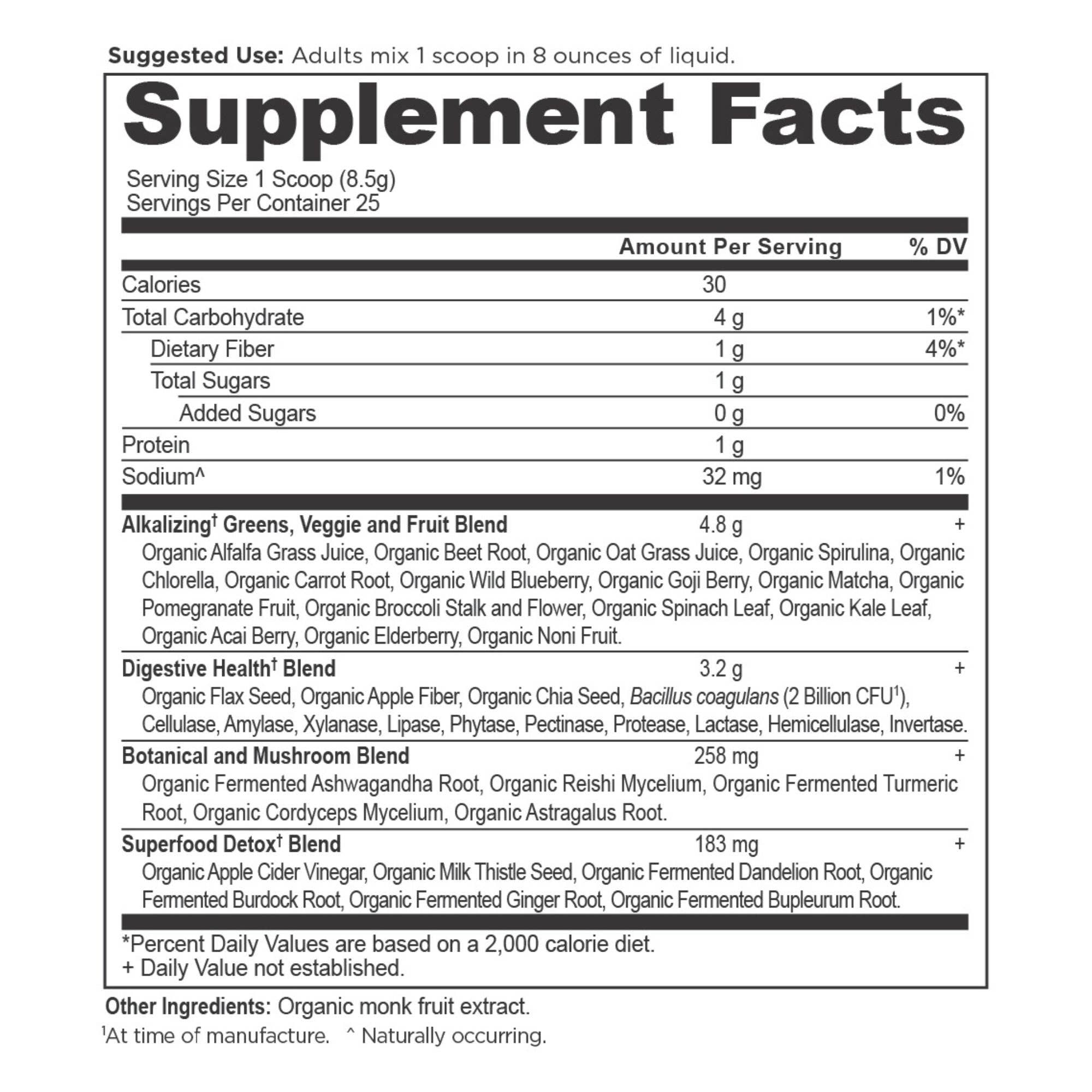 Black Organic SuperGreens Alkalize & Detox | Powder (25 Servings) for wholesale on Faire1