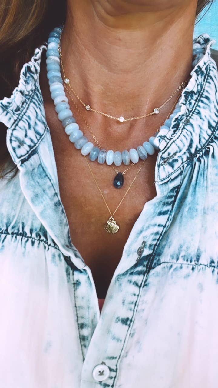 Sonya Renee Jewelry - Wholesale Beaded/Pearl Necklace - Lilly Gemstone Bead Necklace multi-color 8mm opals jade 78