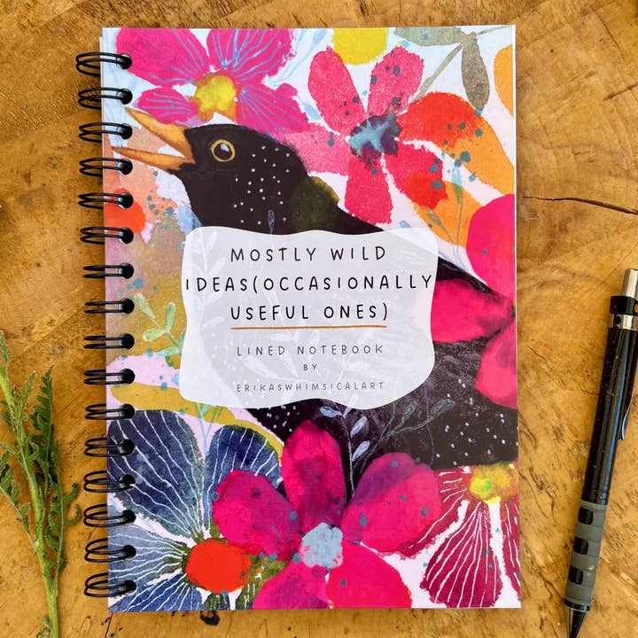 A5 Handmade Illustrated Notebook – Whimsical Lined Journal  for wholesale by Erika's Whimsical Art